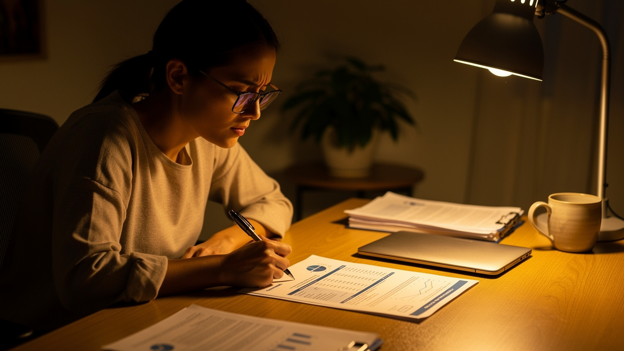 Femme vérifiant les erreurs dans son dossier de crédit