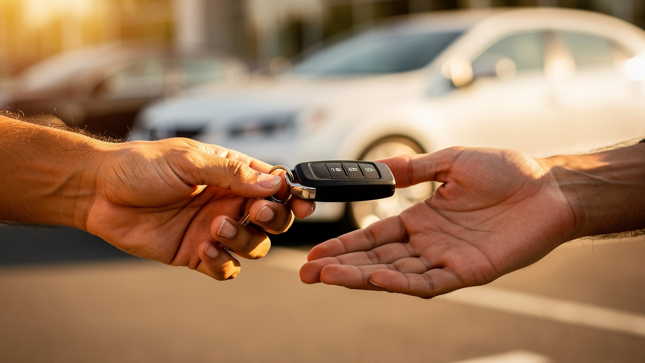 Remise des clés d'une voiture après financement approuvé